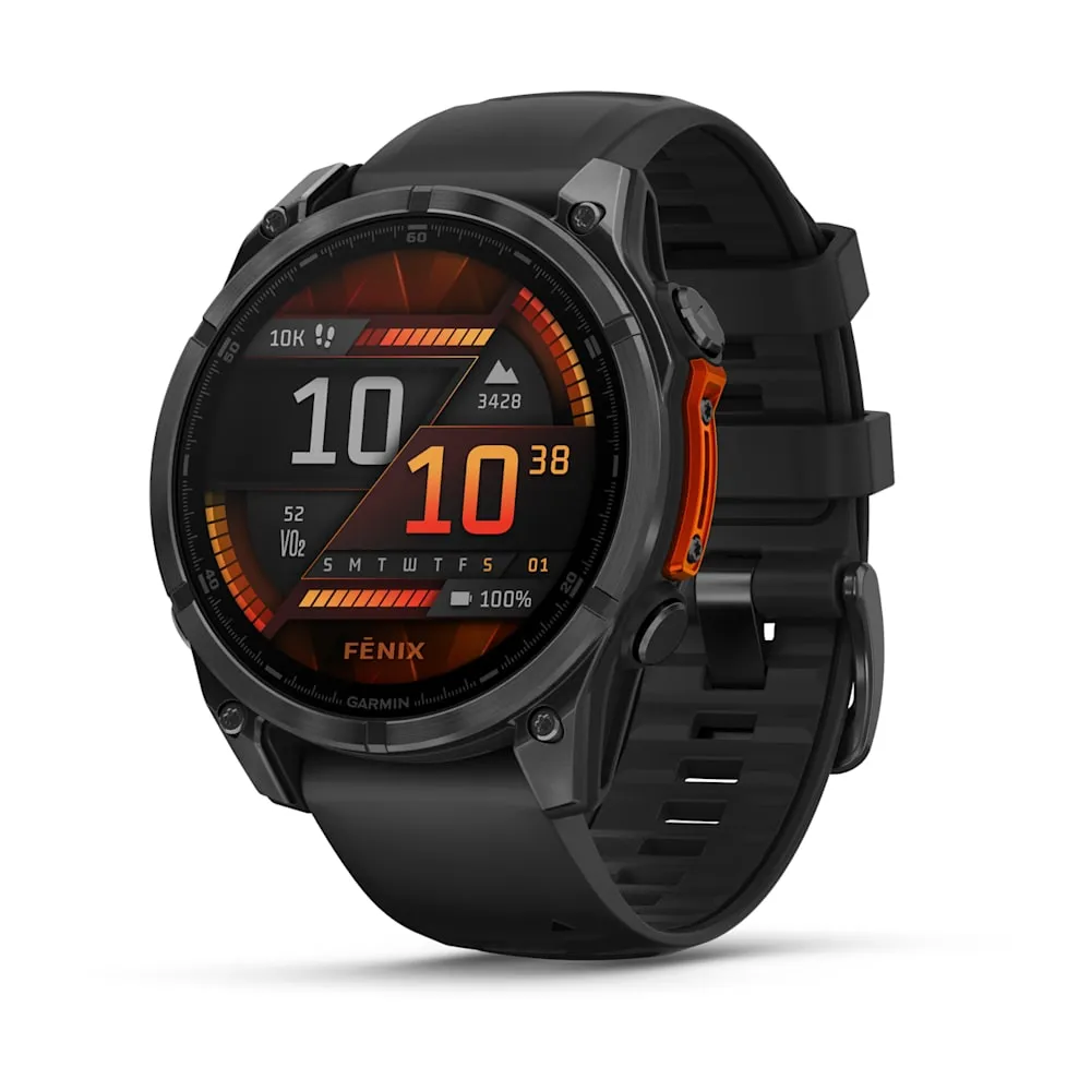 [753759338060] Garmin Fenix 8-47mm, Amoled Slate Gray with Black Silicon Band.